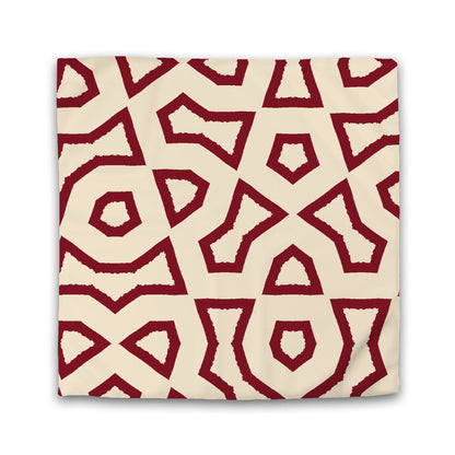 Beige Cotton Sateen Duvet Cover, Bold Burgundy Red Graphic | CSDU-1285-391