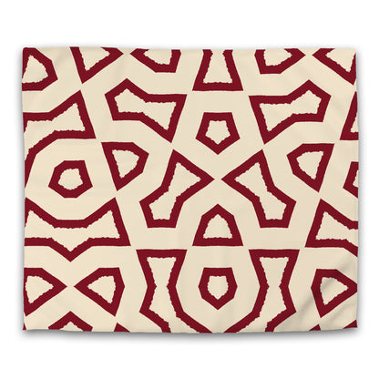 Beige Cotton Sateen Duvet Cover, Bold Burgundy Red Graphic, CSDU-1285-391, King - 269 x  234 cm / 106 x 92 inches