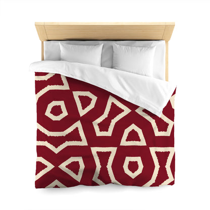 Burgundy Red Cotton Sateen Duvet Cover, Bold Beige Graphic, CSDU-1285-392, Queen - 229 x 229 cm / 90 x 90 inches