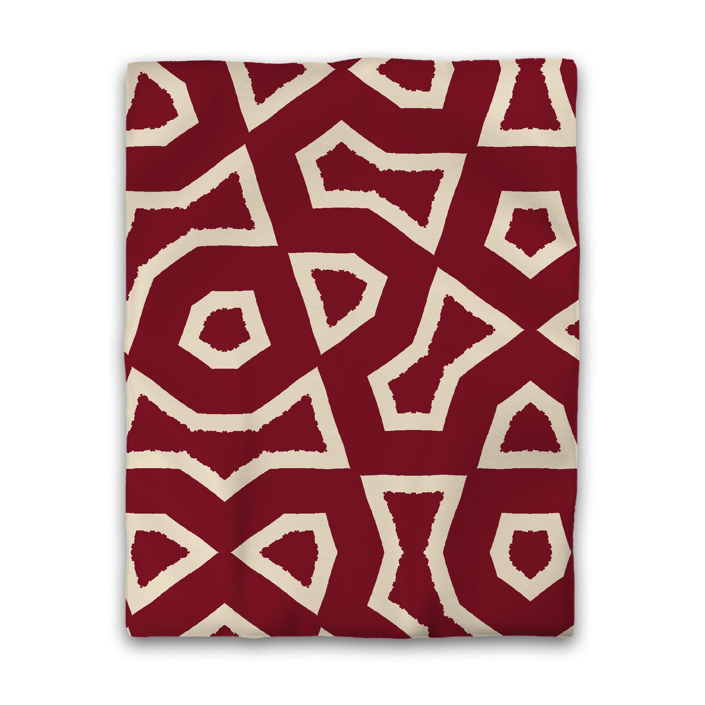 Burgundy Red Cotton Sateen Duvet Cover, Bold Beige Graphic, CSDU-1285-392, Twin - 178 x 229 cm / 70 x 90 inches