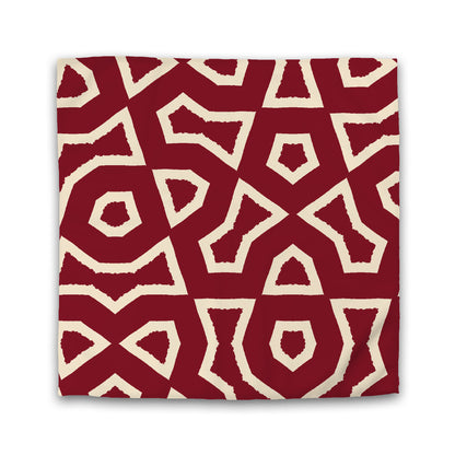 Burgundy Red Cotton Sateen Duvet Cover, Bold Beige Graphic | CSDU-1285-392
