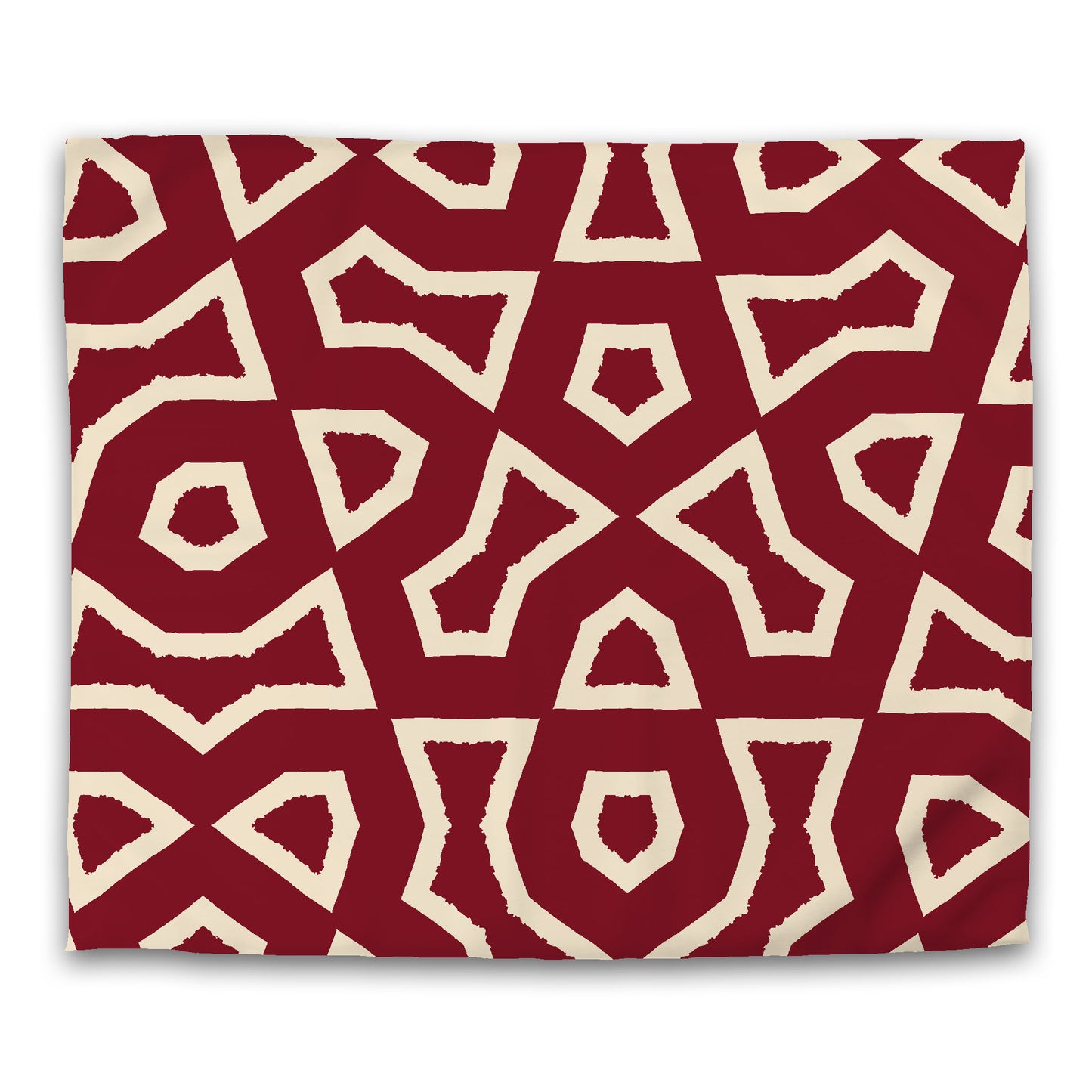 Burgundy Red Cotton Sateen Duvet Cover, Bold Beige Graphic, CSDU-1285-392, King - 269 x  234 cm / 106 x 92 inches
