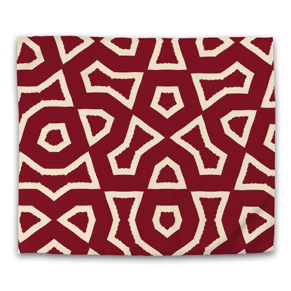 Burgundy Red Cotton Sateen Duvet Cover, Bold Beige Graphic, CSDU-1285-392, King - 269 x  234 cm / 106 x 92 inches