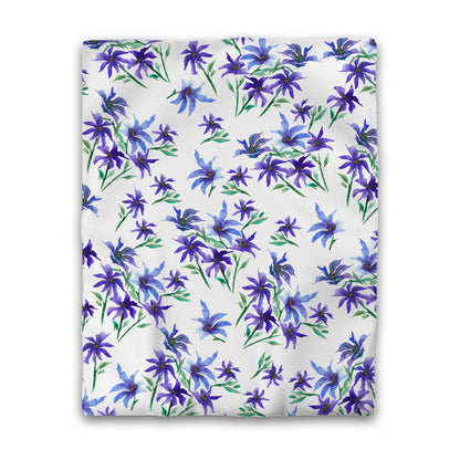 Off-White Cotton Sateen Duvet Cover, Large Purple Floral Print, CSDU-1304, Twin - 178 x 229 cm / 70 x 90 inches