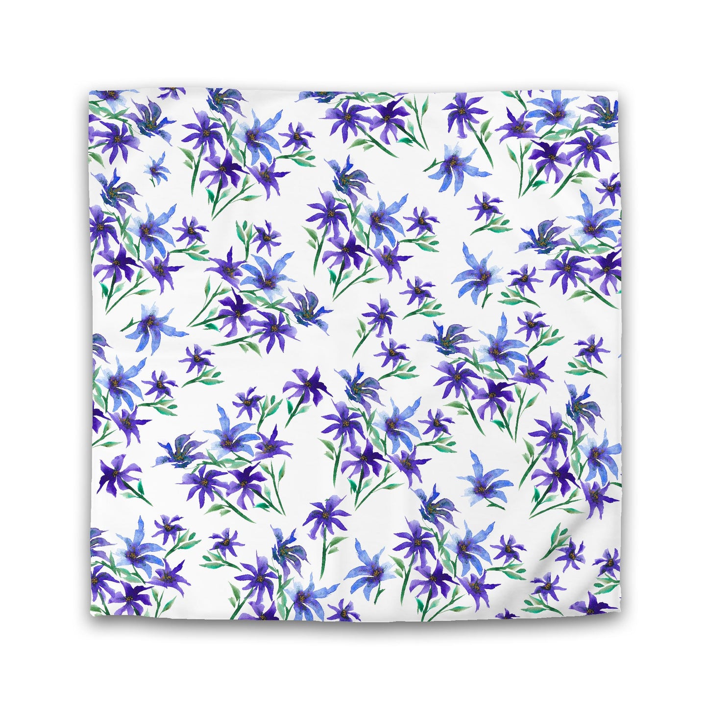 Off-White Cotton Sateen Duvet Cover, Large Purple Floral Print | CSDU-1304