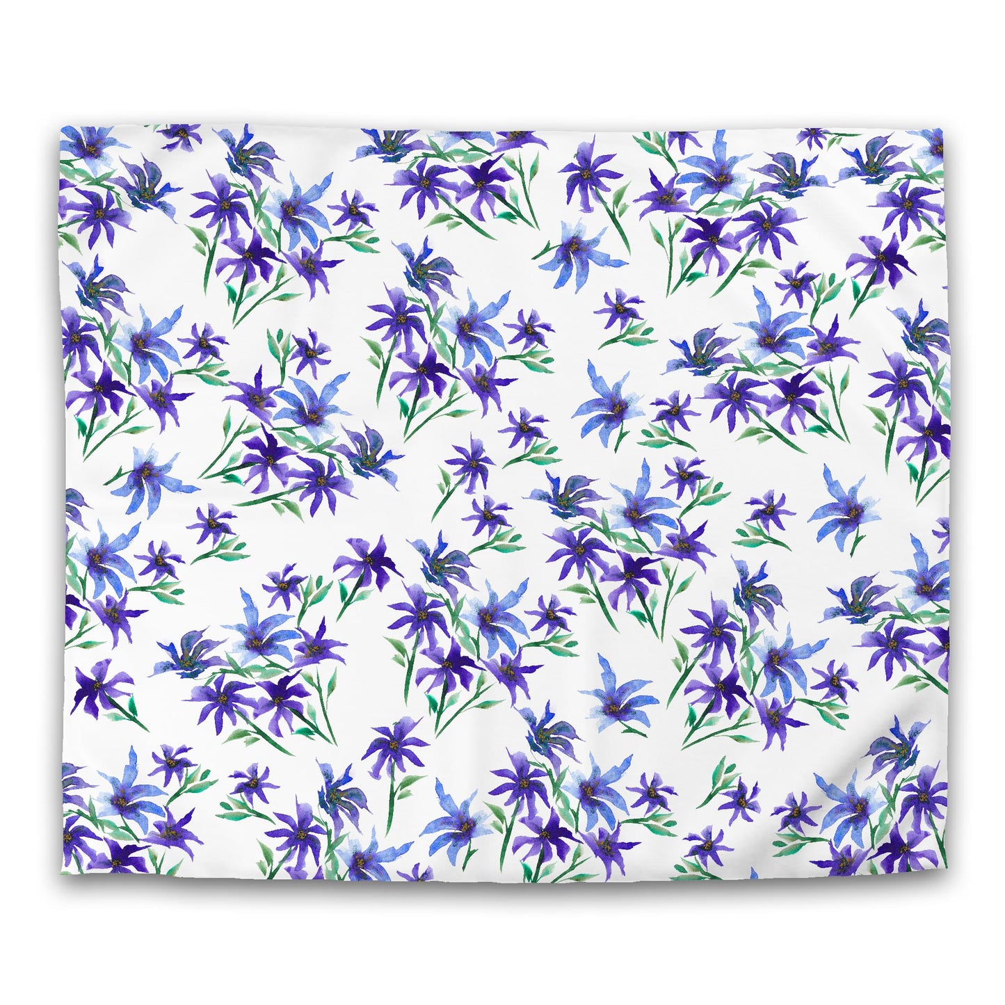 Off-White Cotton Sateen Duvet Cover, Large Purple Floral Print, CSDU-1304, King - 269 x  234 cm / 106 x 92 inches
