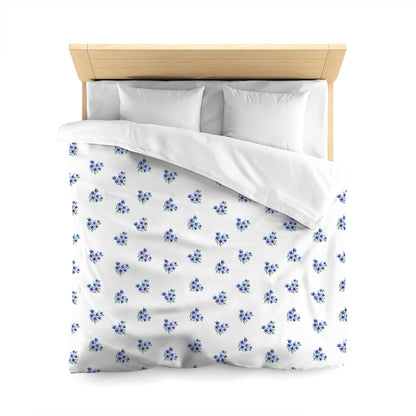 Off-White Cotton Sateen Duvet Cover, Medium Purple Floral Pattern, CSDU-1305, Queen - 229 x 229 cm / 90 x 90 inches