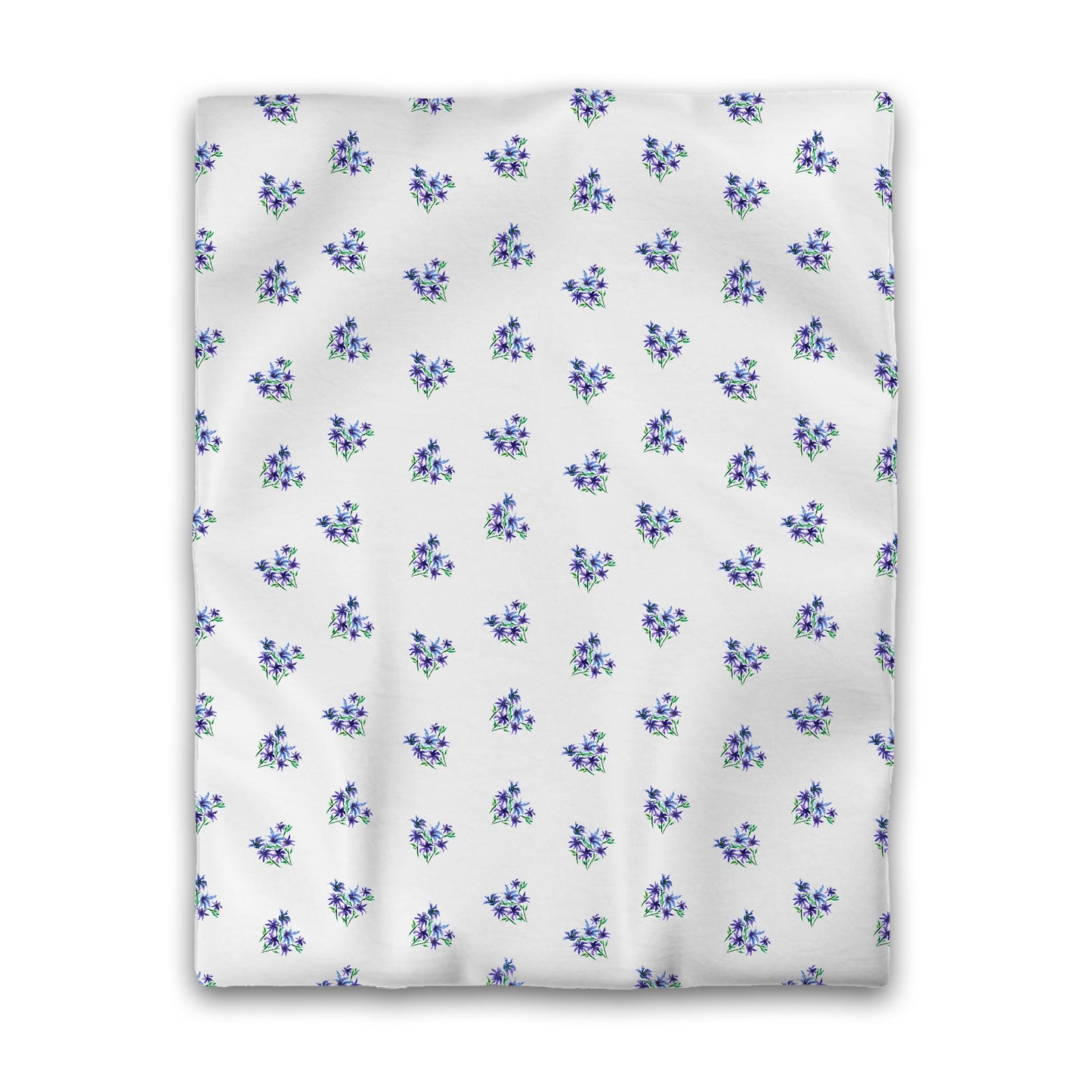 Off-White Cotton Sateen Duvet Cover, Medium Purple Floral Pattern, CSDU-1305, Twin - 178 x 229 cm / 70 x 90 inches