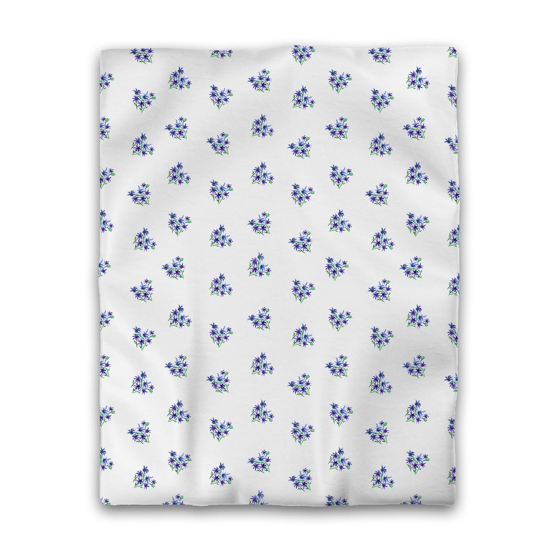 Off-White Cotton Sateen Duvet Cover, Medium Purple Floral Pattern, CSDU-1305, Twin - 178 x 229 cm / 70 x 90 inches