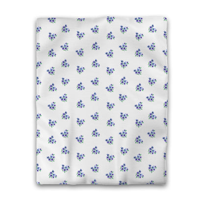 Off-White Cotton Sateen Duvet Cover, Medium Purple Floral Pattern, CSDU-1305, Twin - 178 x 229 cm / 70 x 90 inches