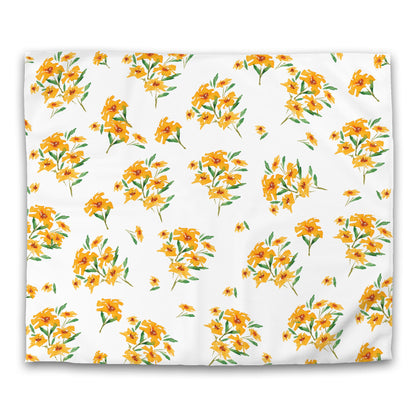 Off-White Cotton Sateen Duvet Cover, Large Yellow-Orange Floral Print, CSDU-1314, King - 269 x  234 cm / 106 x 92 inches