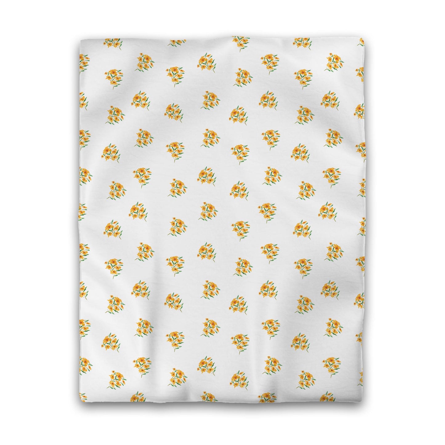 Off-White Cotton Sateen Duvet Cover, Medium Yellow-Orange Floral Pattern, CSDU-1315, Twin - 178 x 229 cm / 70 x 90 inches