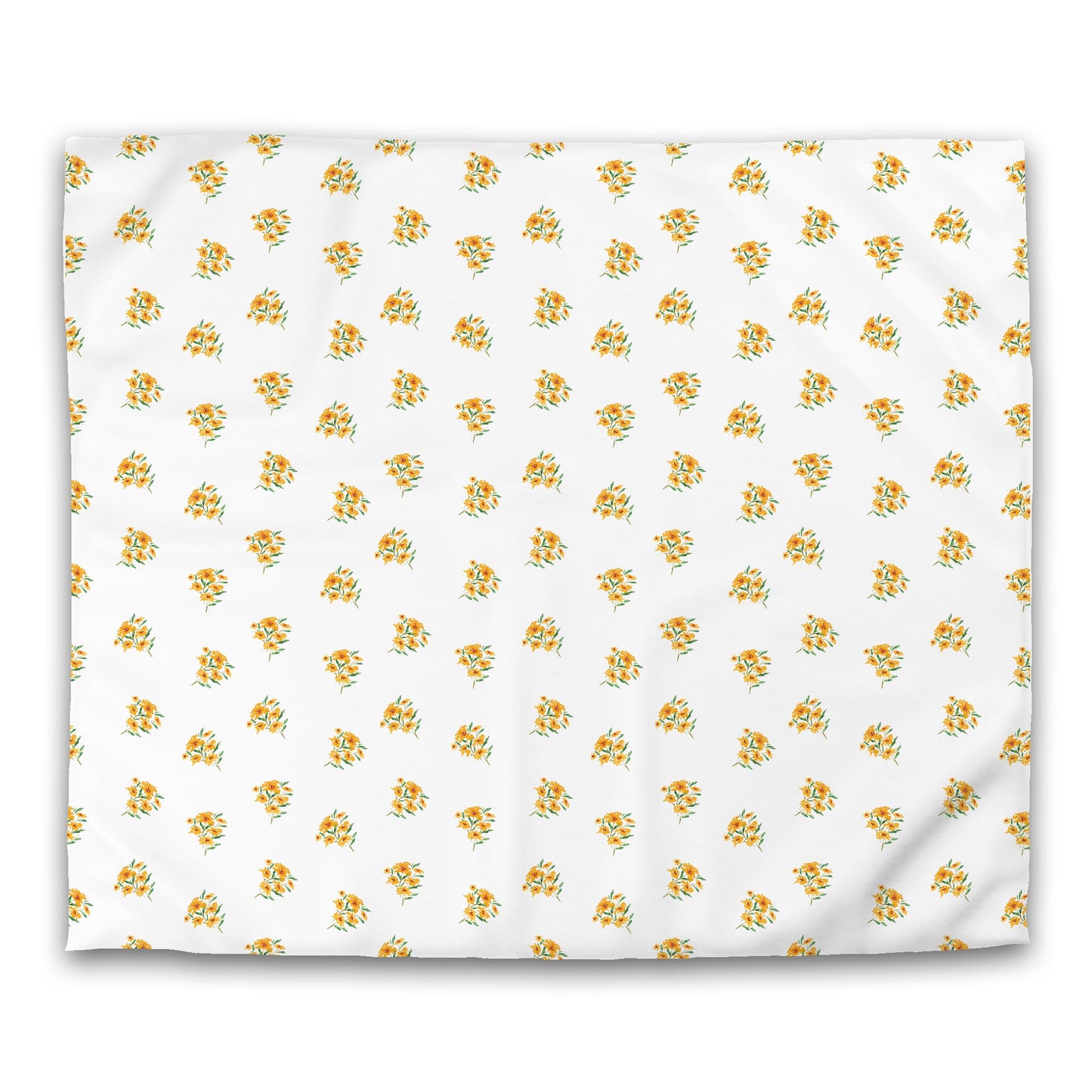Off-White Cotton Sateen Duvet Cover, Medium Yellow-Orange Floral Pattern, CSDU-1315, King - 269 x  234 cm / 106 x 92 inches