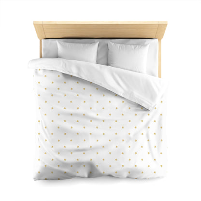 Off-White Cotton Sateen Duvet Cover, Small Yellow-Orange Floral Pattern, CSDU-1316, Queen - 229 x 229 cm / 90 x 90 inches