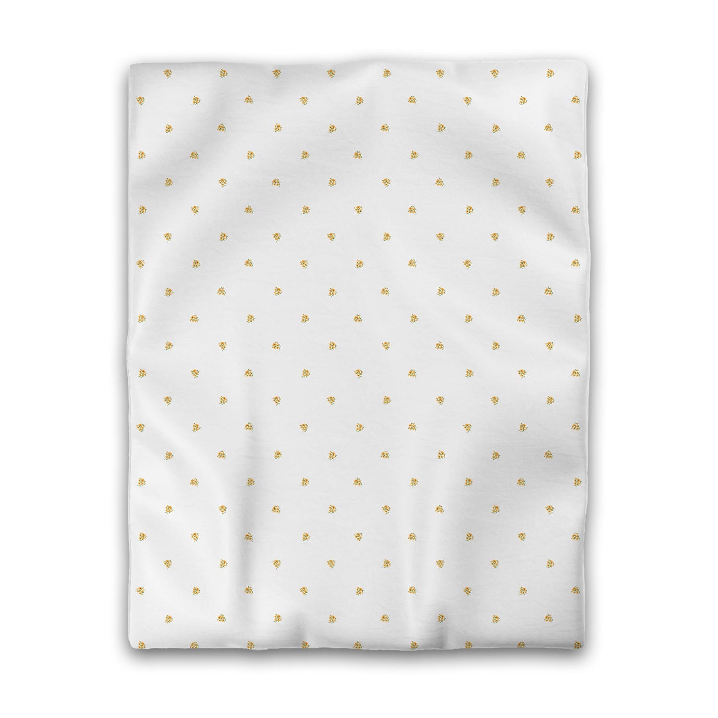 Off-White Cotton Sateen Duvet Cover, Small Yellow-Orange Floral Pattern, CSDU-1316, Twin - 178 x 229 cm / 70 x 90 inches