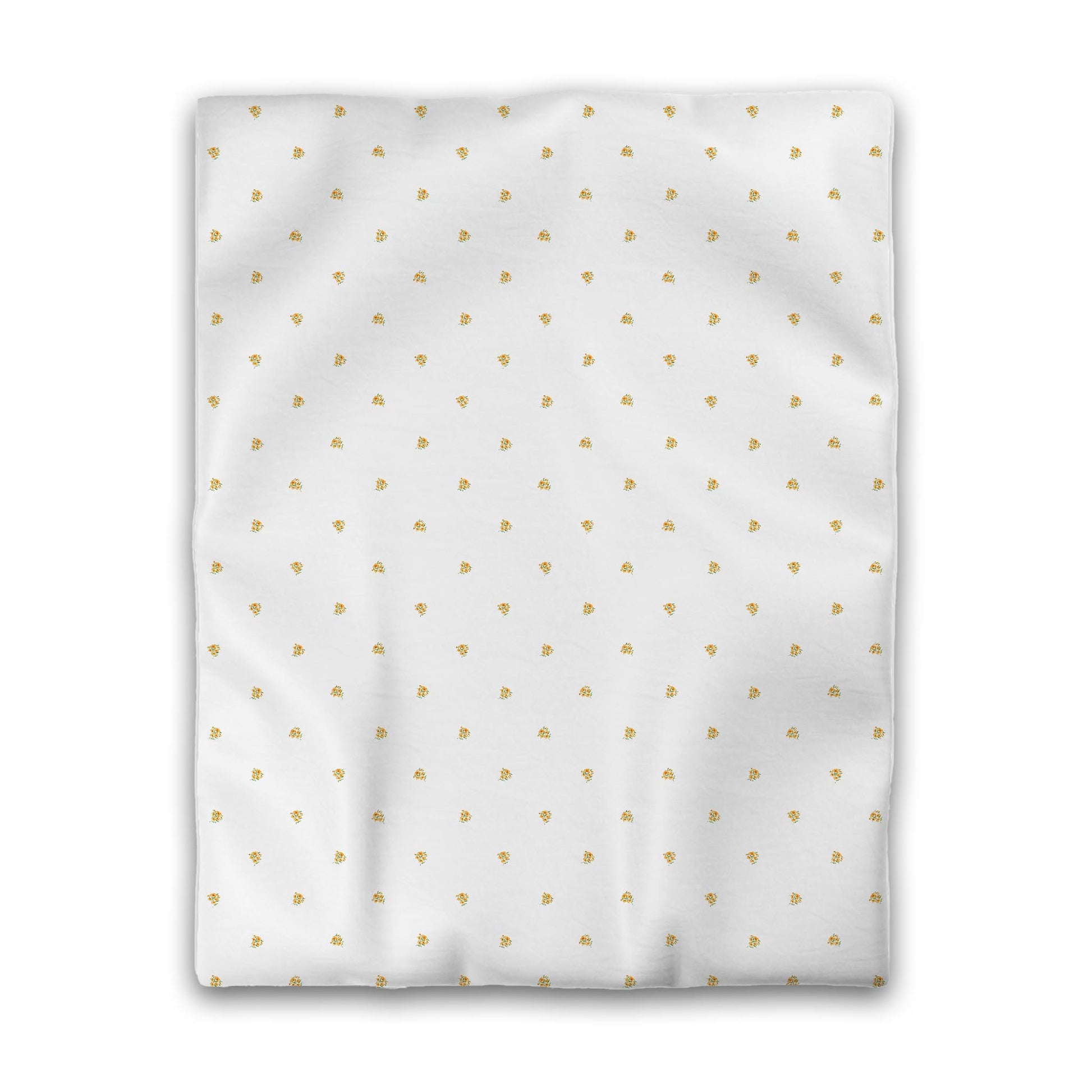 Off-White Cotton Sateen Duvet Cover, Small Yellow-Orange Floral Pattern, CSDU-1316, Twin - 178 x 229 cm / 70 x 90 inches