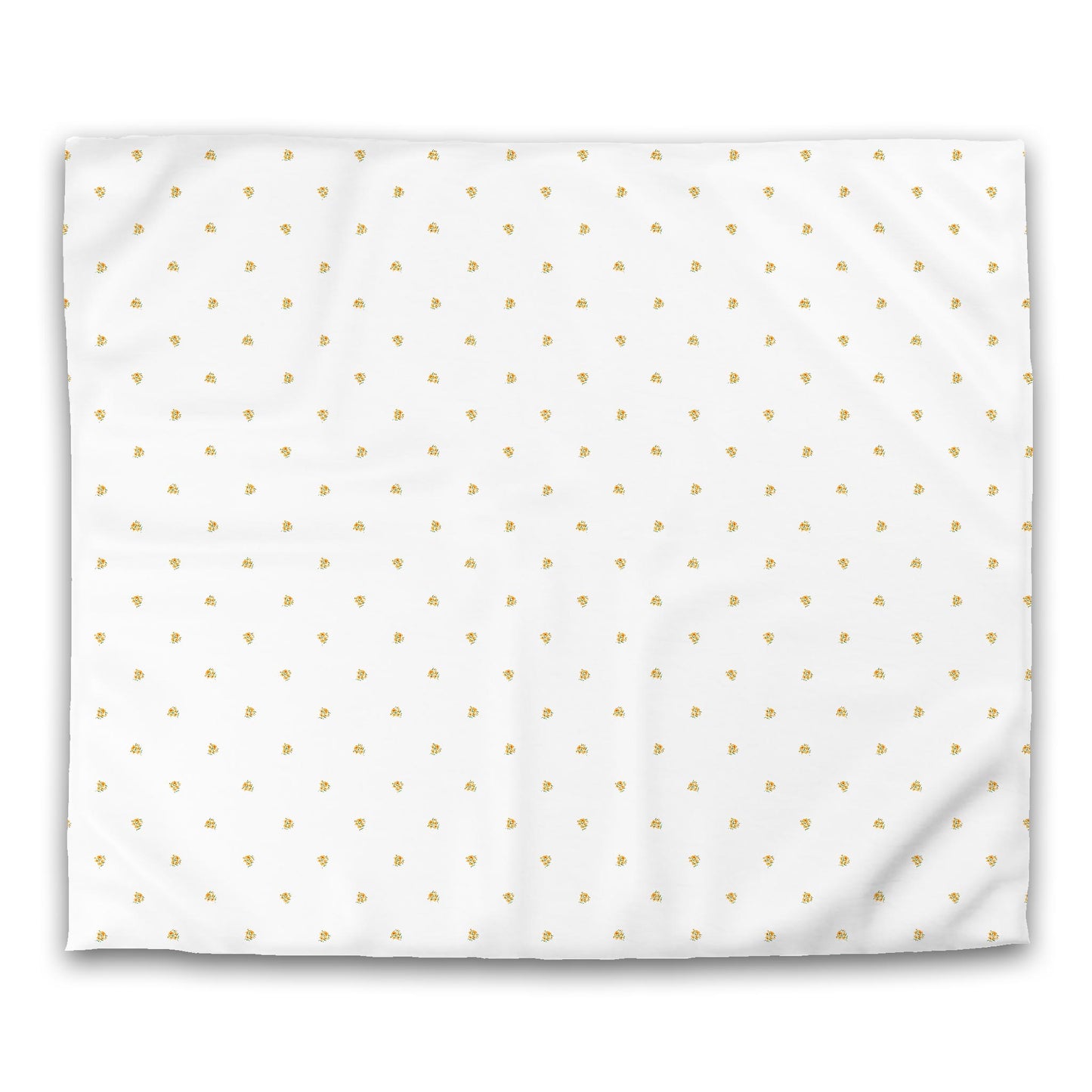 Off-White Cotton Sateen Duvet Cover, Small Yellow-Orange Floral Pattern, CSDU-1316, King - 269 x  234 cm / 106 x 92 inches