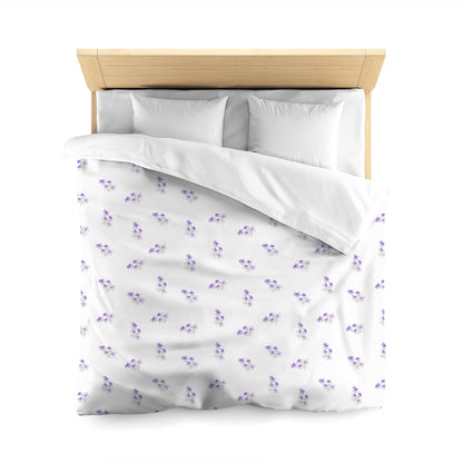 Off-White Cotton Sateen Duvet Cover, Medium Purple Floral Pattern, CSDU-1325, Queen - 229 x 229 cm / 90 x 90 inches
