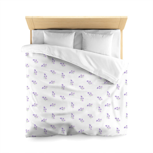 Off-White Cotton Sateen Duvet Cover, Medium Purple Floral Pattern, CSDU-1325, Queen - 229 x 229 cm / 90 x 90 inches