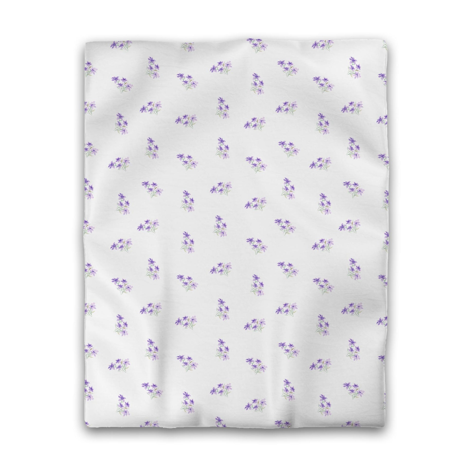 Off-White Cotton Sateen Duvet Cover, Medium Purple Floral Pattern, CSDU-1325, Twin - 178 x 229 cm / 70 x 90 inches
