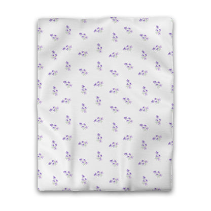 Off-White Cotton Sateen Duvet Cover, Medium Purple Floral Pattern, CSDU-1325, Twin - 178 x 229 cm / 70 x 90 inches