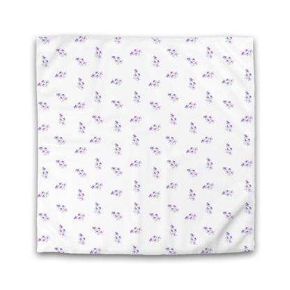 Off-White Cotton Sateen Duvet Cover, Medium Purple Floral Pattern | CSDU-1325