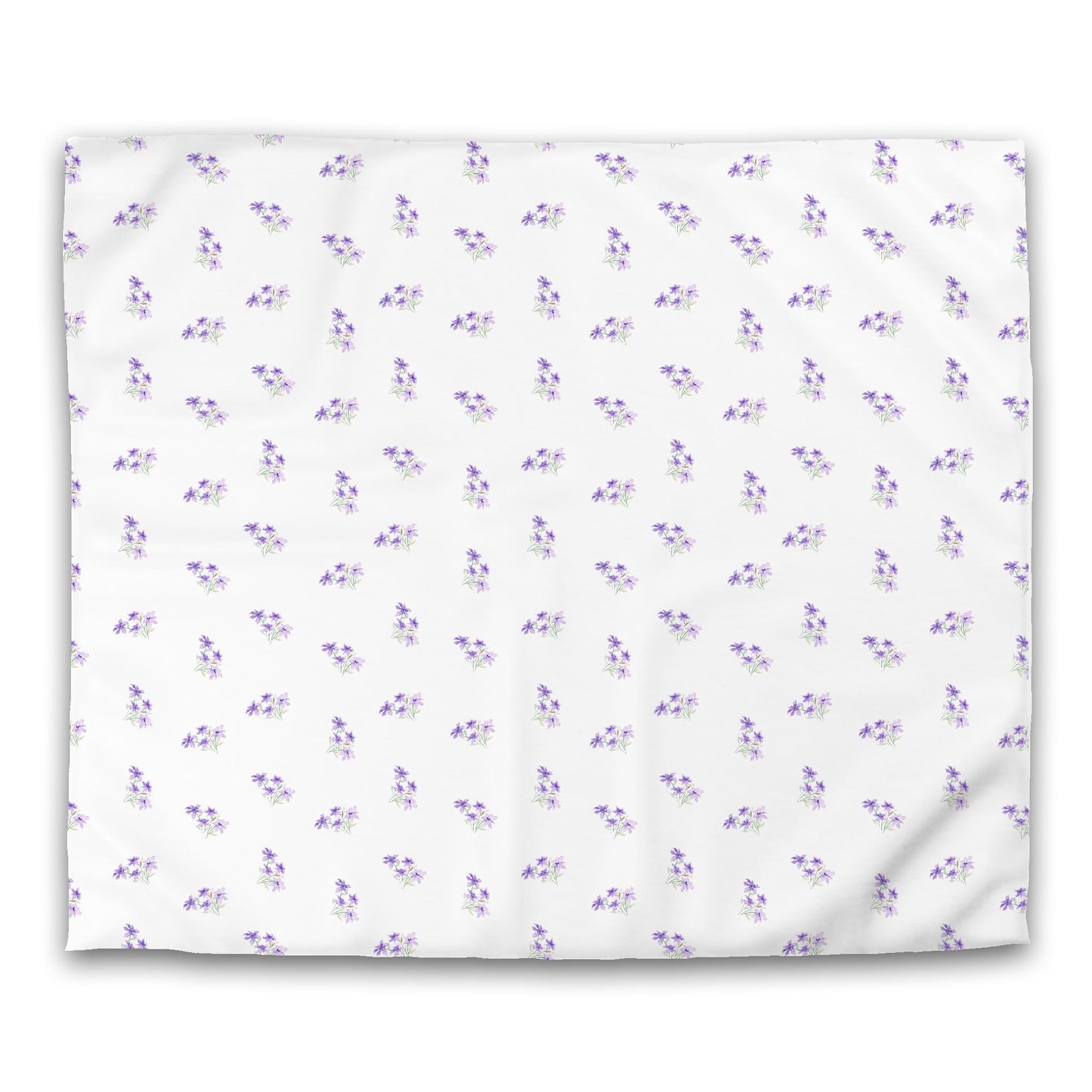 Off-White Cotton Sateen Duvet Cover, Medium Purple Floral Pattern, CSDU-1325, King - 269 x  234 cm / 106 x 92 inches
