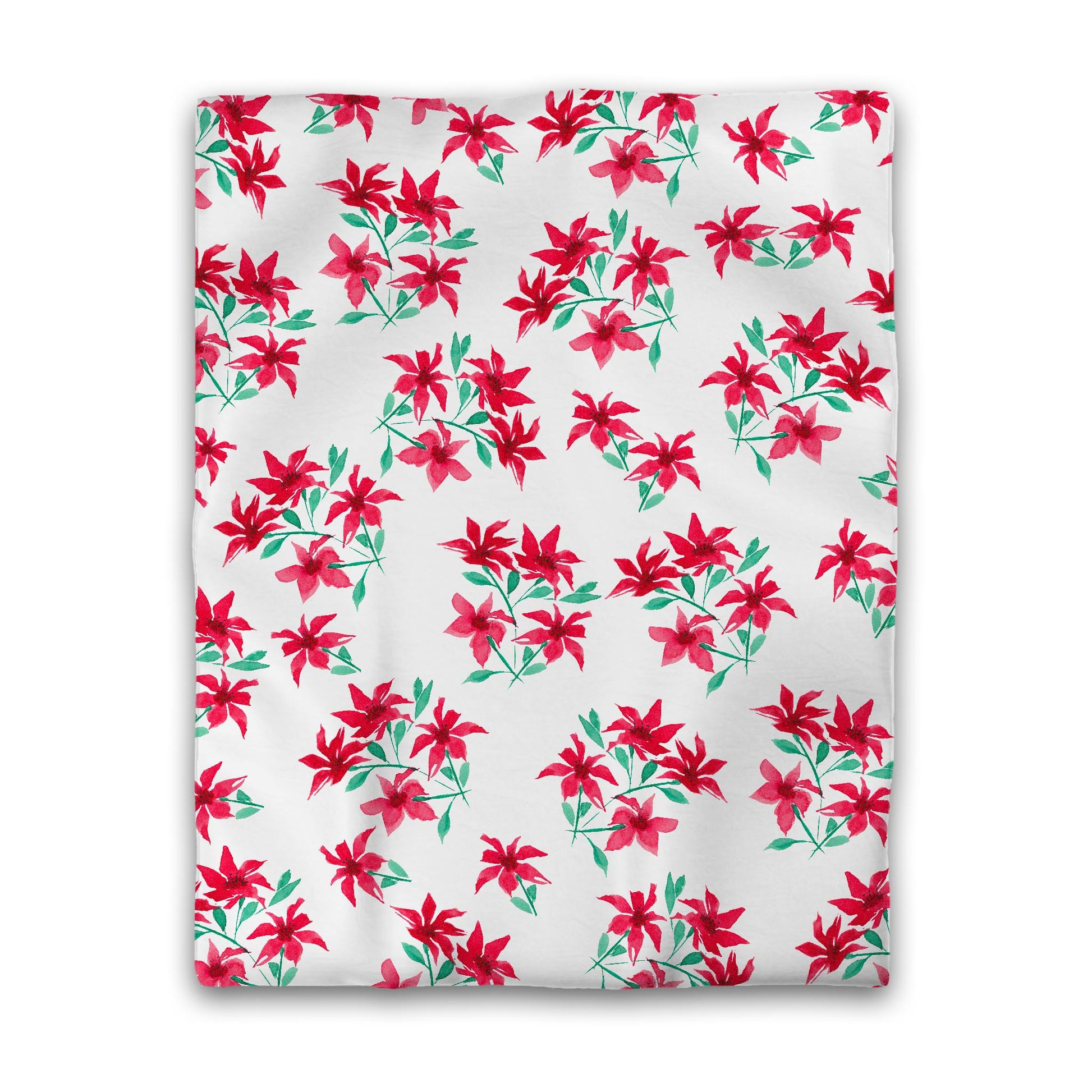 Off-White Cotton Sateen Duvet Cover, Large Red Floral Print, CSDU-1334, Twin - 178 x 229 cm / 70 x 90 inches