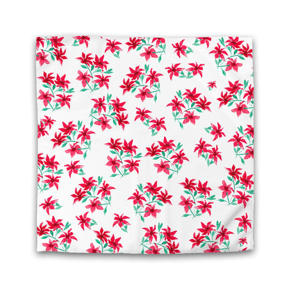 Off-White Cotton Sateen Duvet Cover, Large Red Floral Print | CSDU-1334