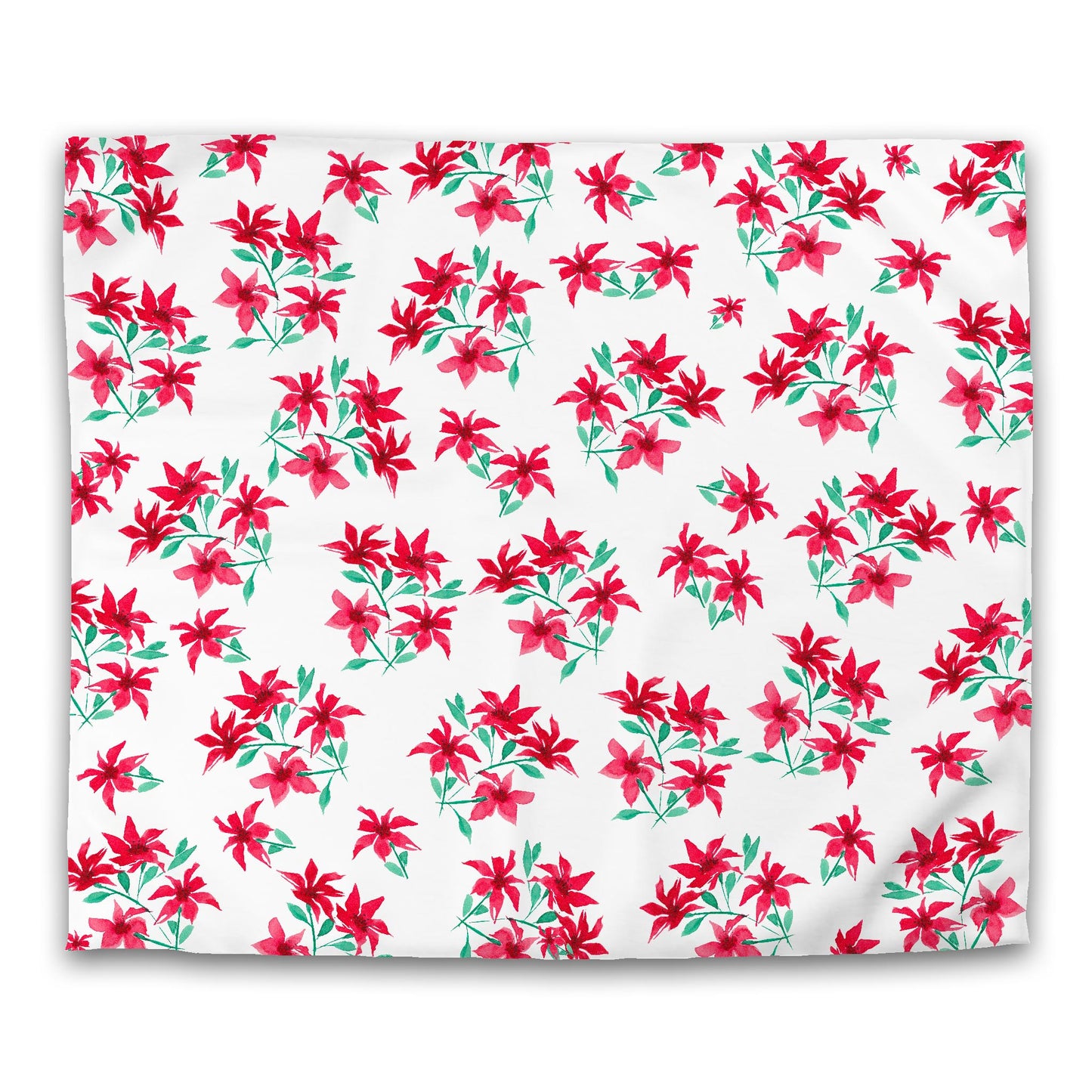 Off-White Cotton Sateen Duvet Cover, Large Red Floral Print, CSDU-1334, King - 269 x  234 cm / 106 x 92 inches