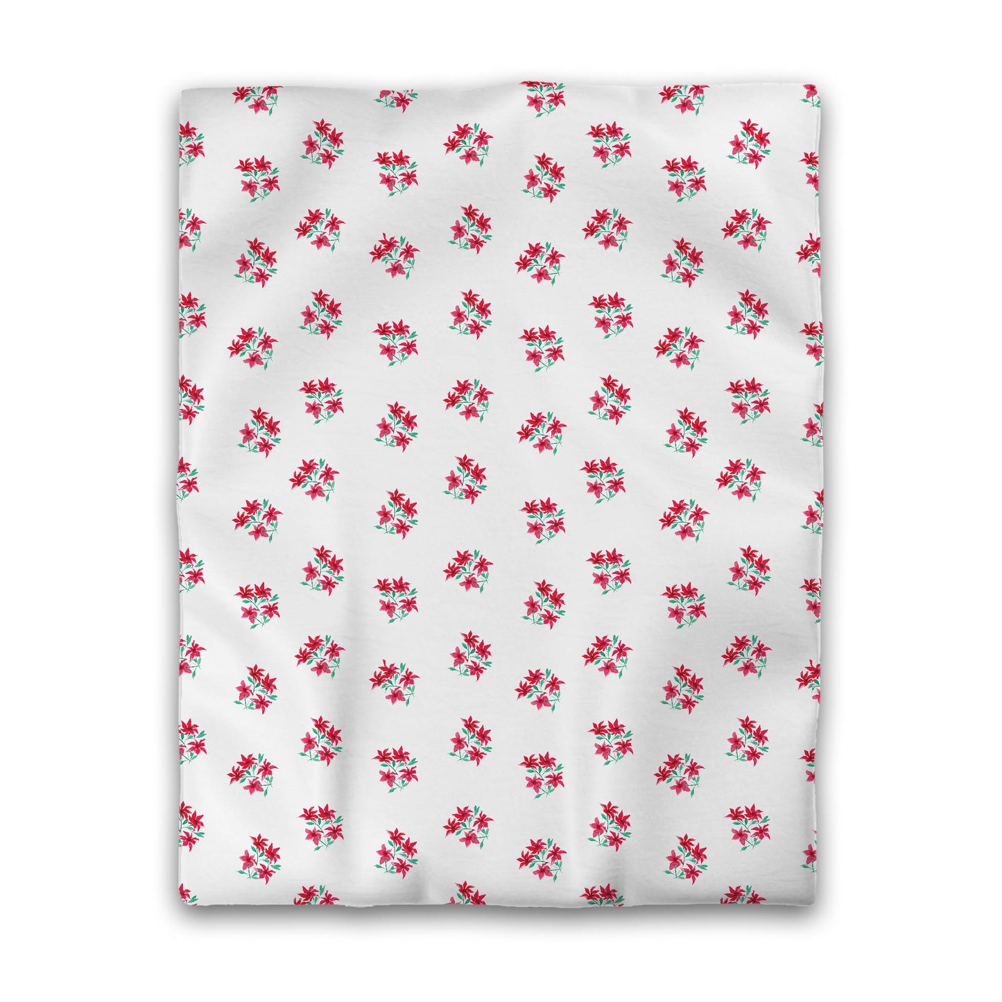 Off-White Cotton Sateen Duvet Cover, Medium Red Floral Pattern, CSDU-1335, Twin - 178 x 229 cm / 70 x 90 inches