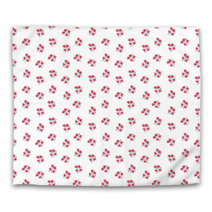 Off-White Cotton Sateen Duvet Cover, Medium Red Floral Pattern, CSDU-1335, King - 269 x  234 cm / 106 x 92 inches