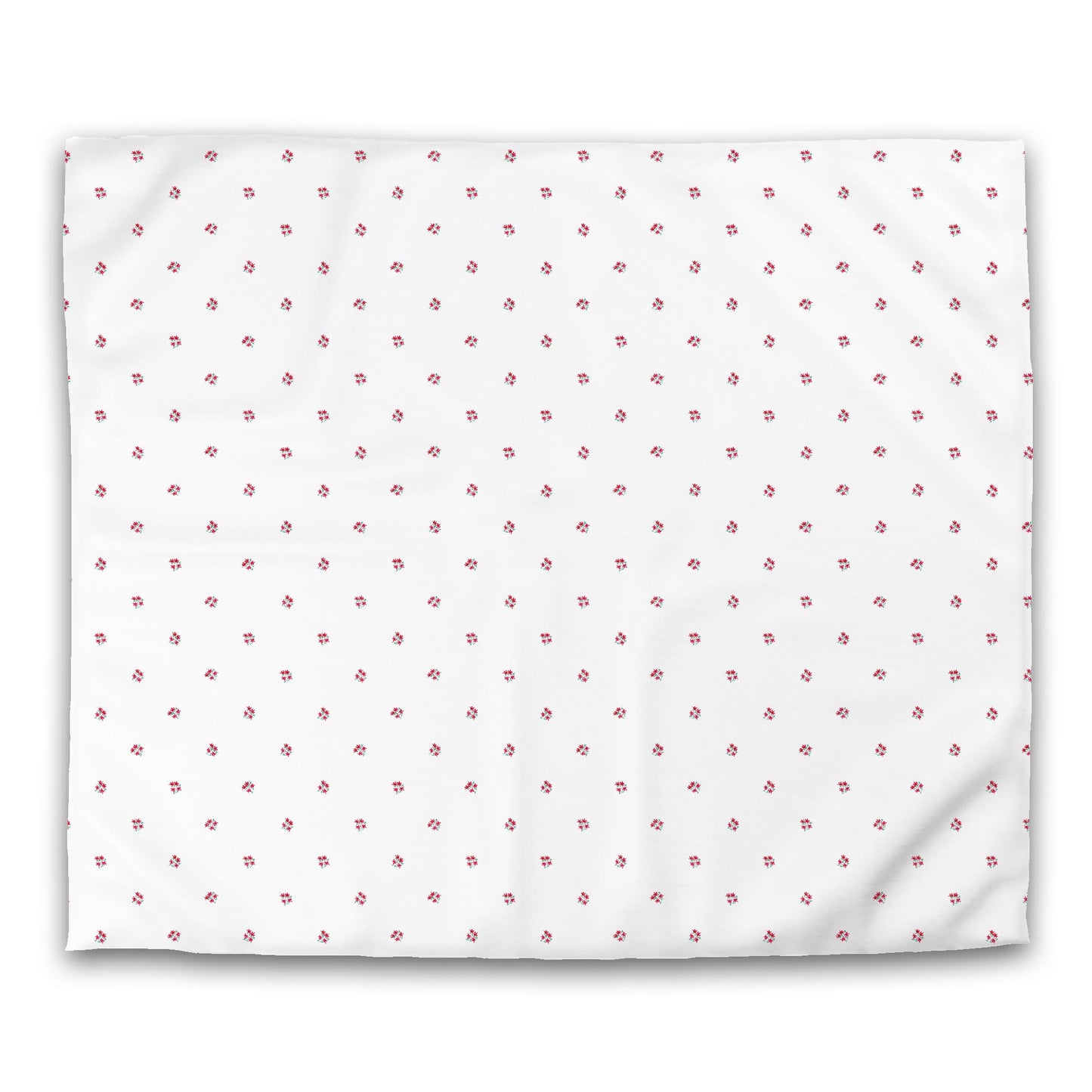 Off-White Cotton Sateen Duvet Cover, Small Red Floral Pattern, CSDU-1336, King - 269 x  234 cm / 106 x 92 inches