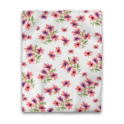 Off-White Cotton Sateen Duvet Cover, Large Pink Floral Print, CSDU-1344, Twin - 178 x 229 cm / 70 x 90 inches