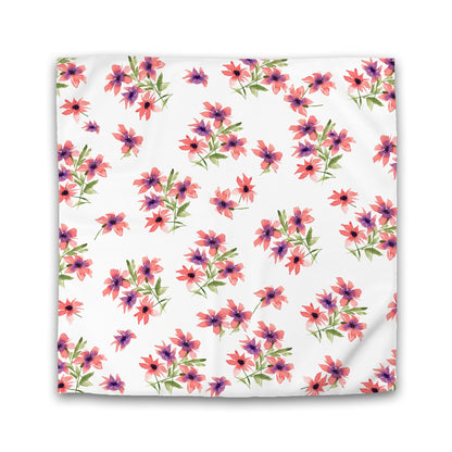 Off-White Cotton Sateen Duvet Cover, Large Pink Floral Print | CSDU-1344