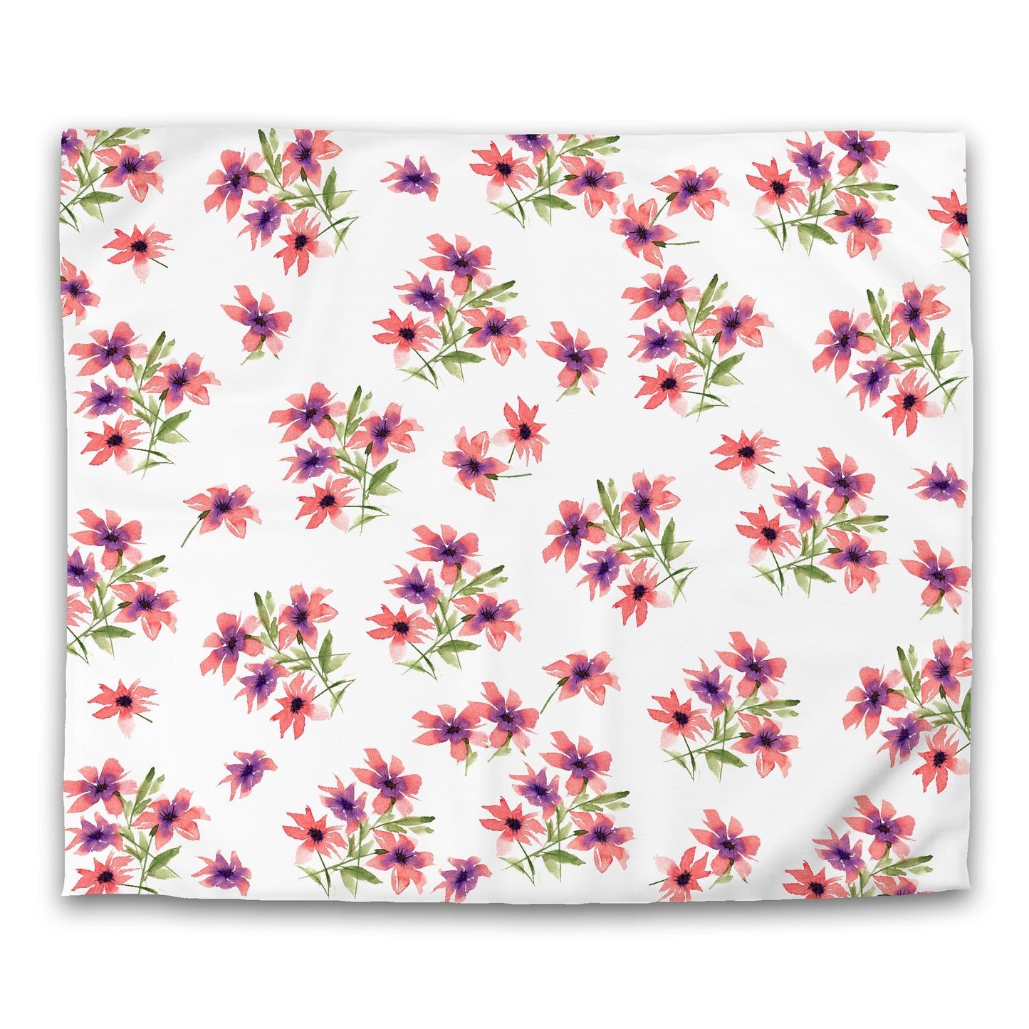 Off-White Cotton Sateen Duvet Cover, Large Pink Floral Print, CSDU-1344, King - 269 x  234 cm / 106 x 92 inches