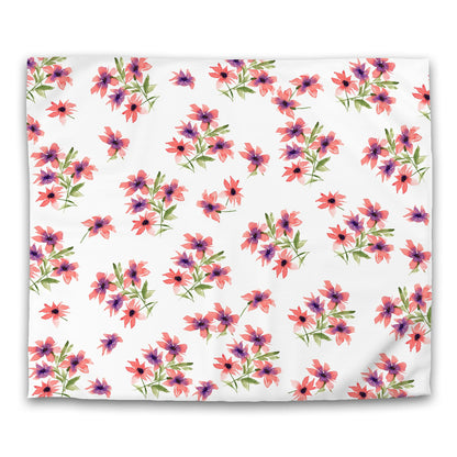 Off-White Cotton Sateen Duvet Cover, Large Pink Floral Print, CSDU-1344, King - 269 x  234 cm / 106 x 92 inches