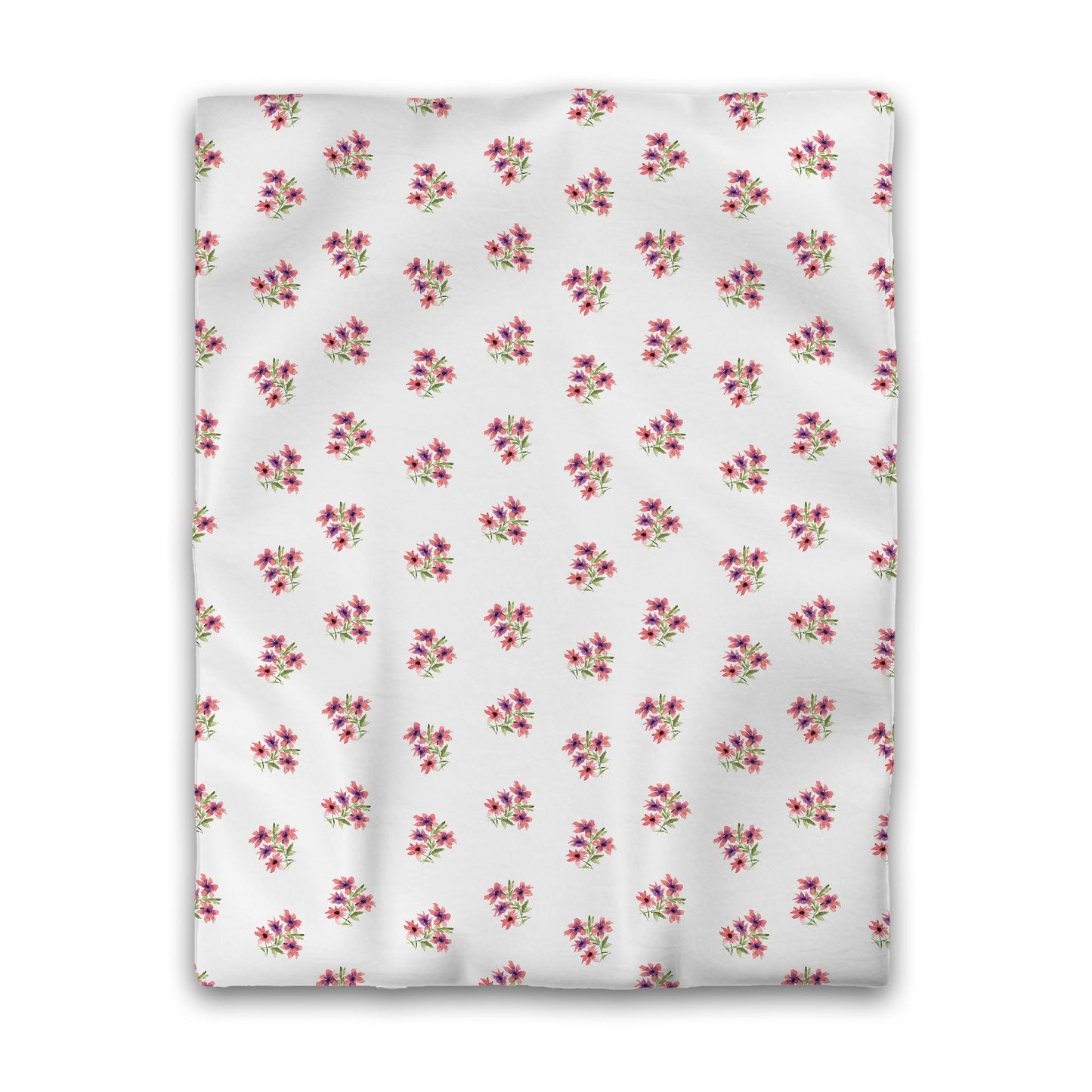 Off-White Cotton Sateen Duvet Cover, Medium Pink Floral Pattern, CSDU-1345, Twin - 178 x 229 cm / 70 x 90 inches