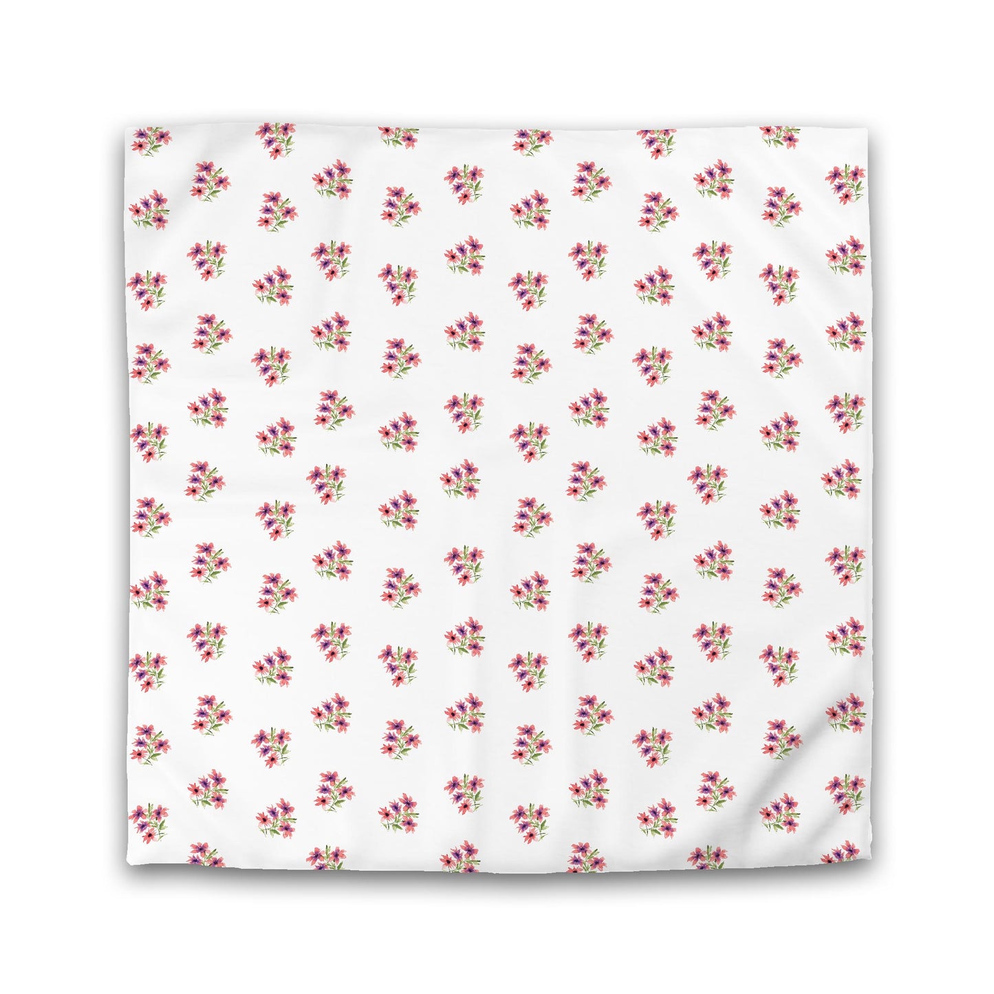 Off-White Cotton Sateen Duvet Cover, Medium Pink Floral Pattern | CSDU-1345