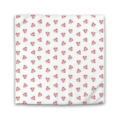Off-White Cotton Sateen Duvet Cover, Medium Pink Floral Pattern | CSDU-1345