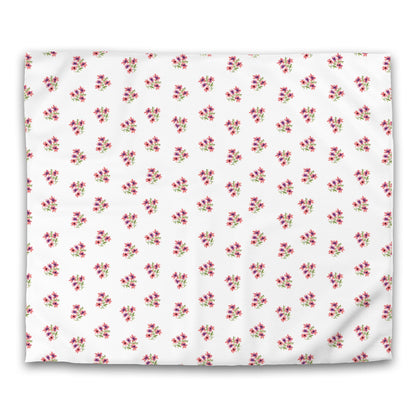 Off-White Cotton Sateen Duvet Cover, Medium Pink Floral Pattern, CSDU-1345, King - 269 x  234 cm / 106 x 92 inches