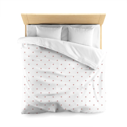 Off-White Cotton Sateen Duvet Cover, Small Pink Floral Pattern, CSDU-1346, Queen - 229 x 229 cm / 90 x 90 inches