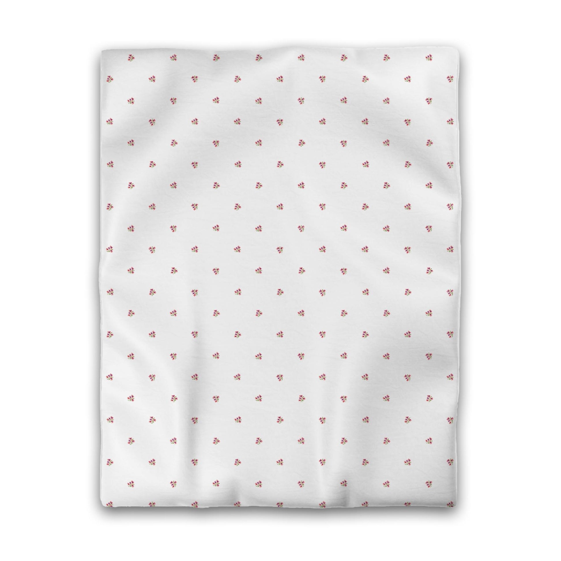 Off-White Cotton Sateen Duvet Cover, Small Pink Floral Pattern, CSDU-1346, Twin - 178 x 229 cm / 70 x 90 inches