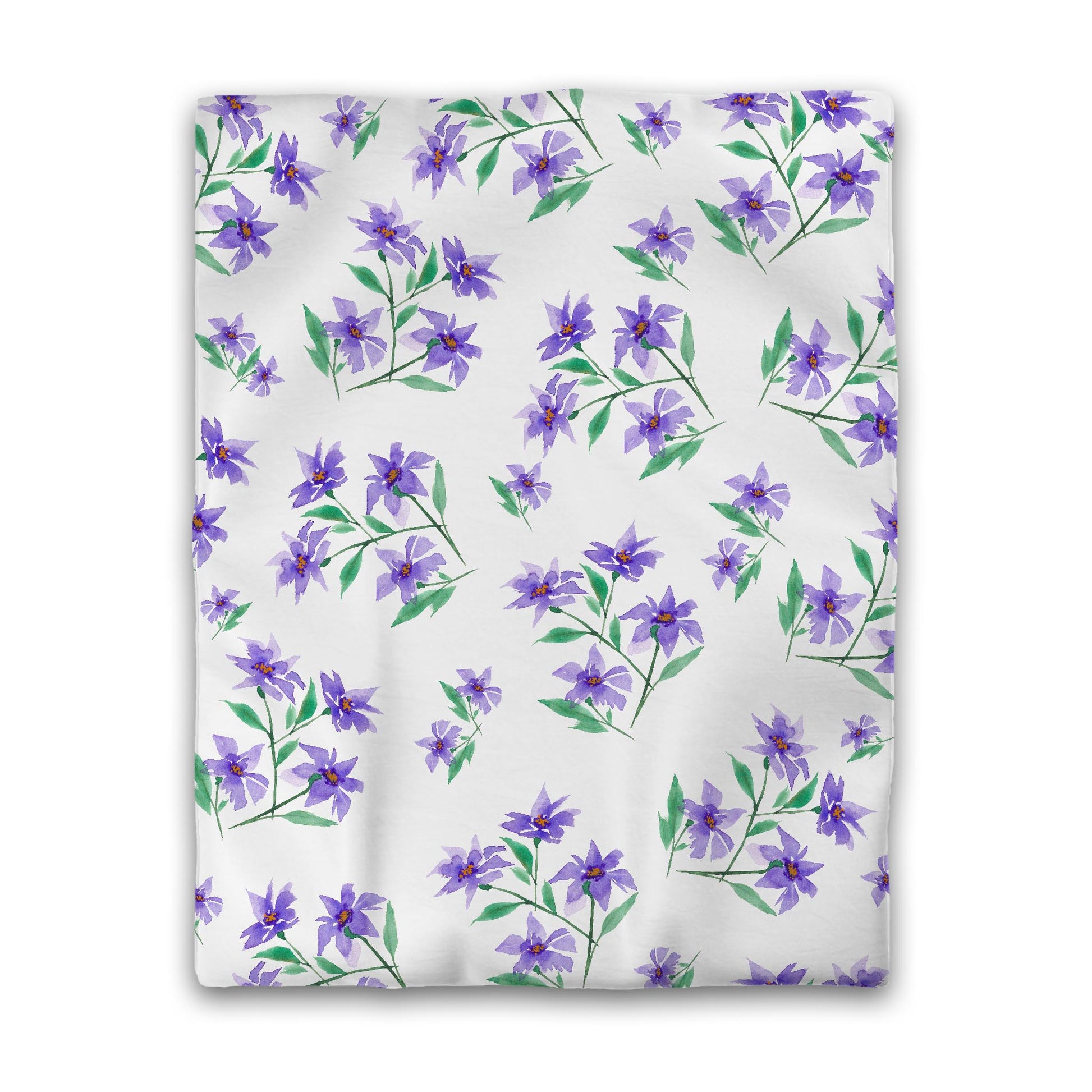 Off-White Cotton Sateen Duvet Cover, Large Purple Floral Print, CSDU-1354, Twin - 178 x 229 cm / 70 x 90 inches