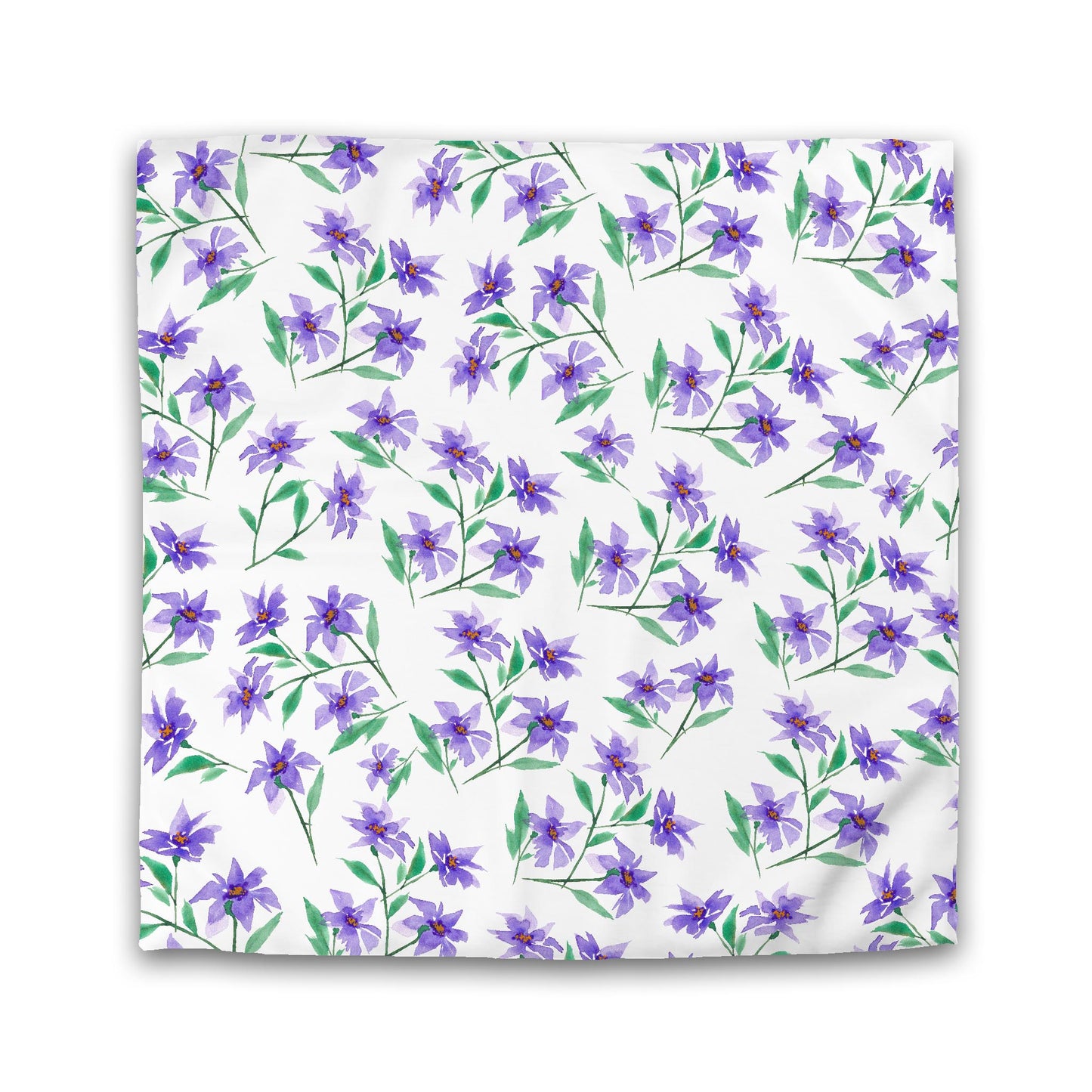 Off-White Cotton Sateen Duvet Cover, Large Purple Floral Print | CSDU-1354