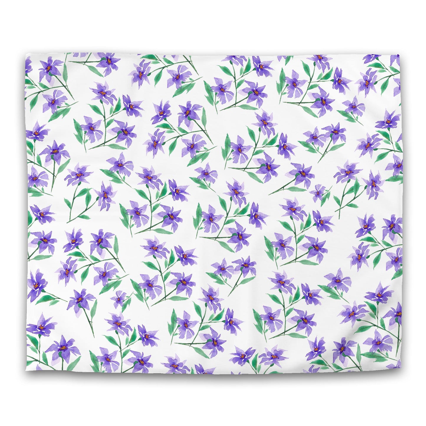 Off-White Cotton Sateen Duvet Cover, Large Purple Floral Print, CSDU-1354, King - 269 x  234 cm / 106 x 92 inches