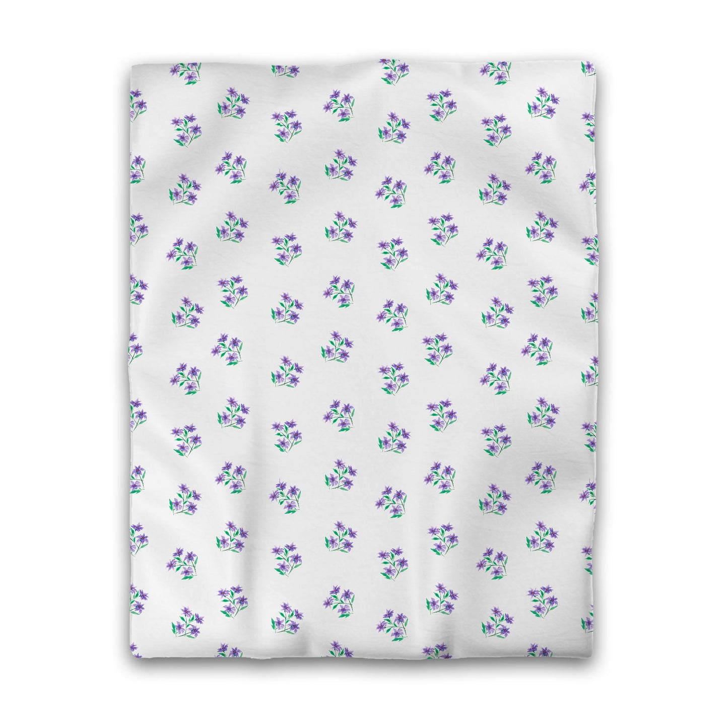 Off-White Cotton Sateen Duvet Cover, Medium Purple Floral Pattern, CSDU-1355, Twin - 178 x 229 cm / 70 x 90 inches