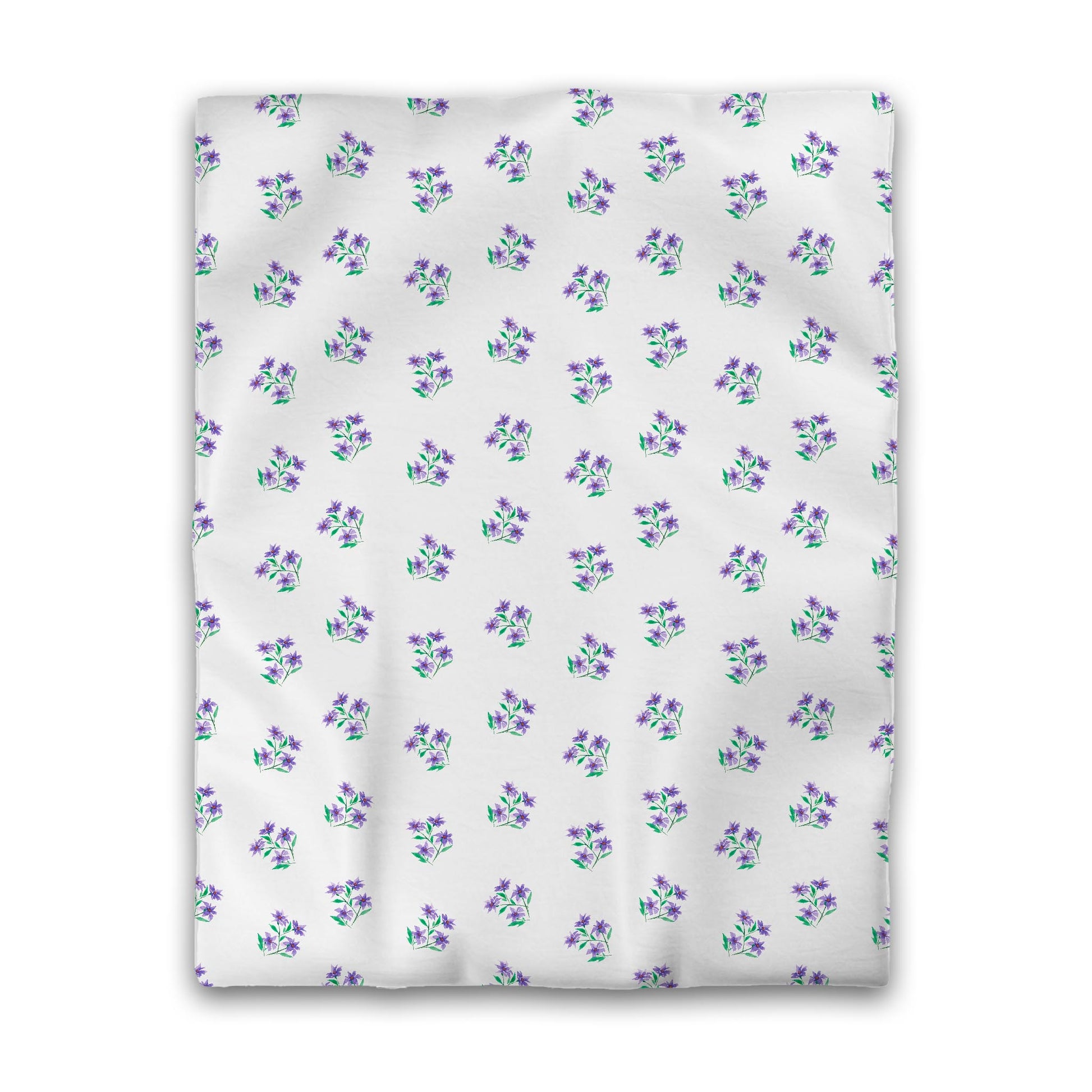 Off-White Cotton Sateen Duvet Cover, Medium Purple Floral Pattern, CSDU-1355, Twin - 178 x 229 cm / 70 x 90 inches