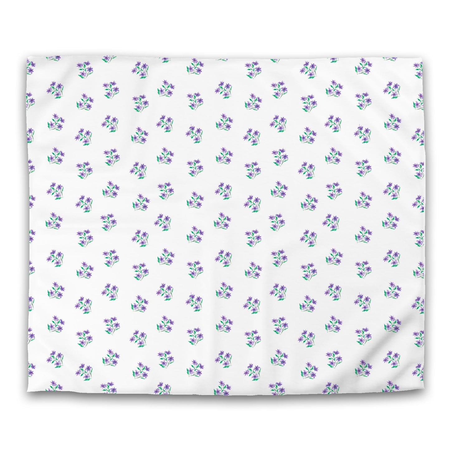 Off-White Cotton Sateen Duvet Cover, Medium Purple Floral Pattern, CSDU-1355, King - 269 x  234 cm / 106 x 92 inches