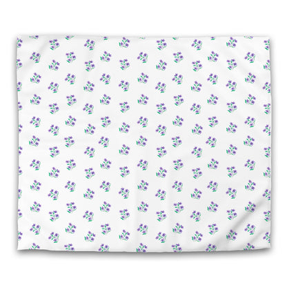 Off-White Cotton Sateen Duvet Cover, Medium Purple Floral Pattern, CSDU-1355, King - 269 x  234 cm / 106 x 92 inches
